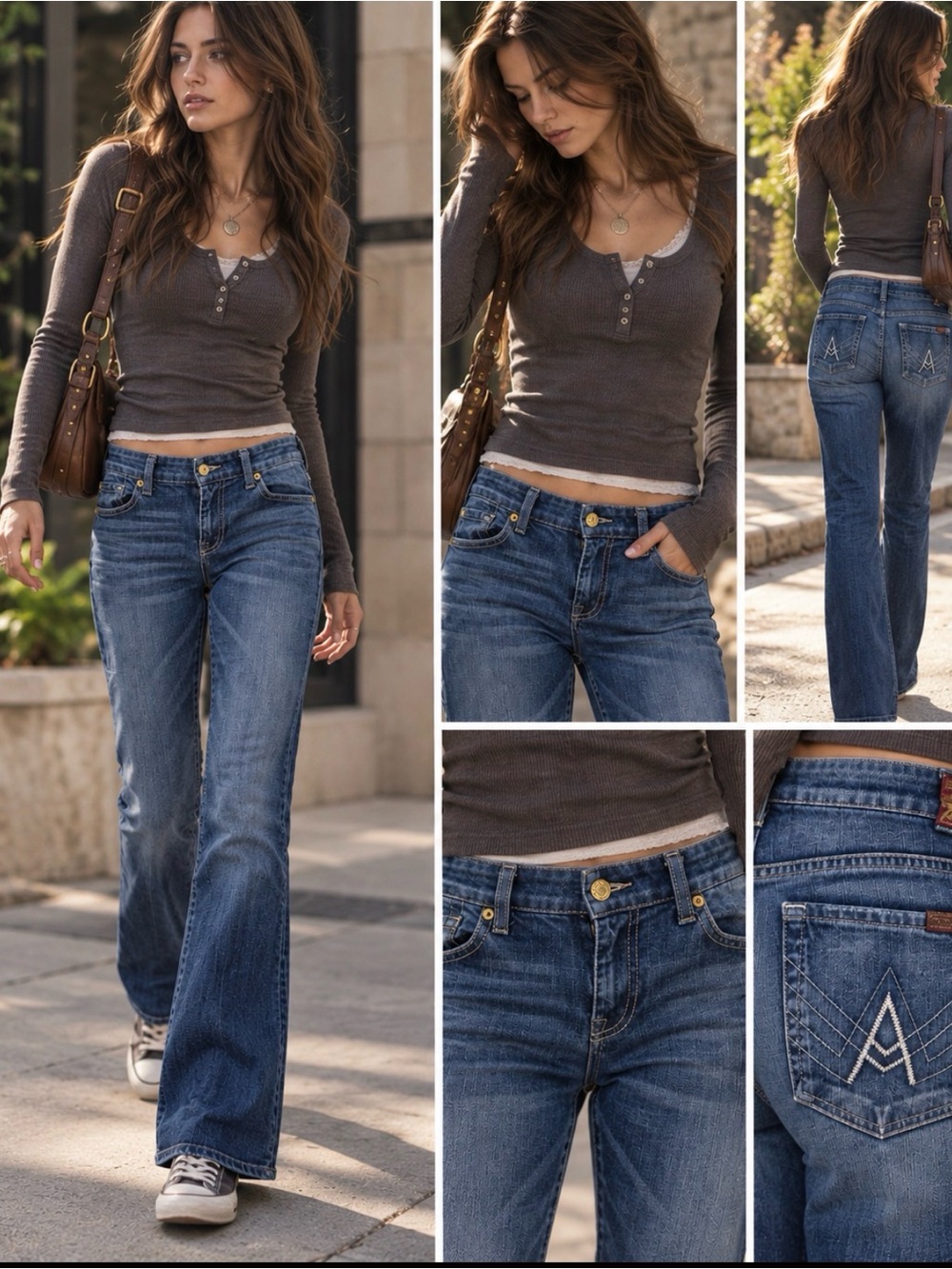 Y2K 7 for all mankind 31 A-pocket blue embroidered pocket cotton bootcut jean